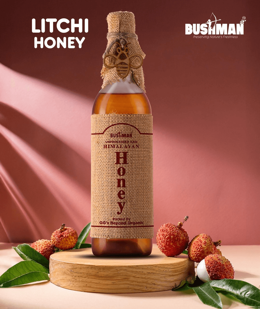 Bushman Litchi Honey 1Kg – Raw & Pure, Natural Honey | No Added Sugar, No Preservatives | Rich Floral Taste for Daily Wellness