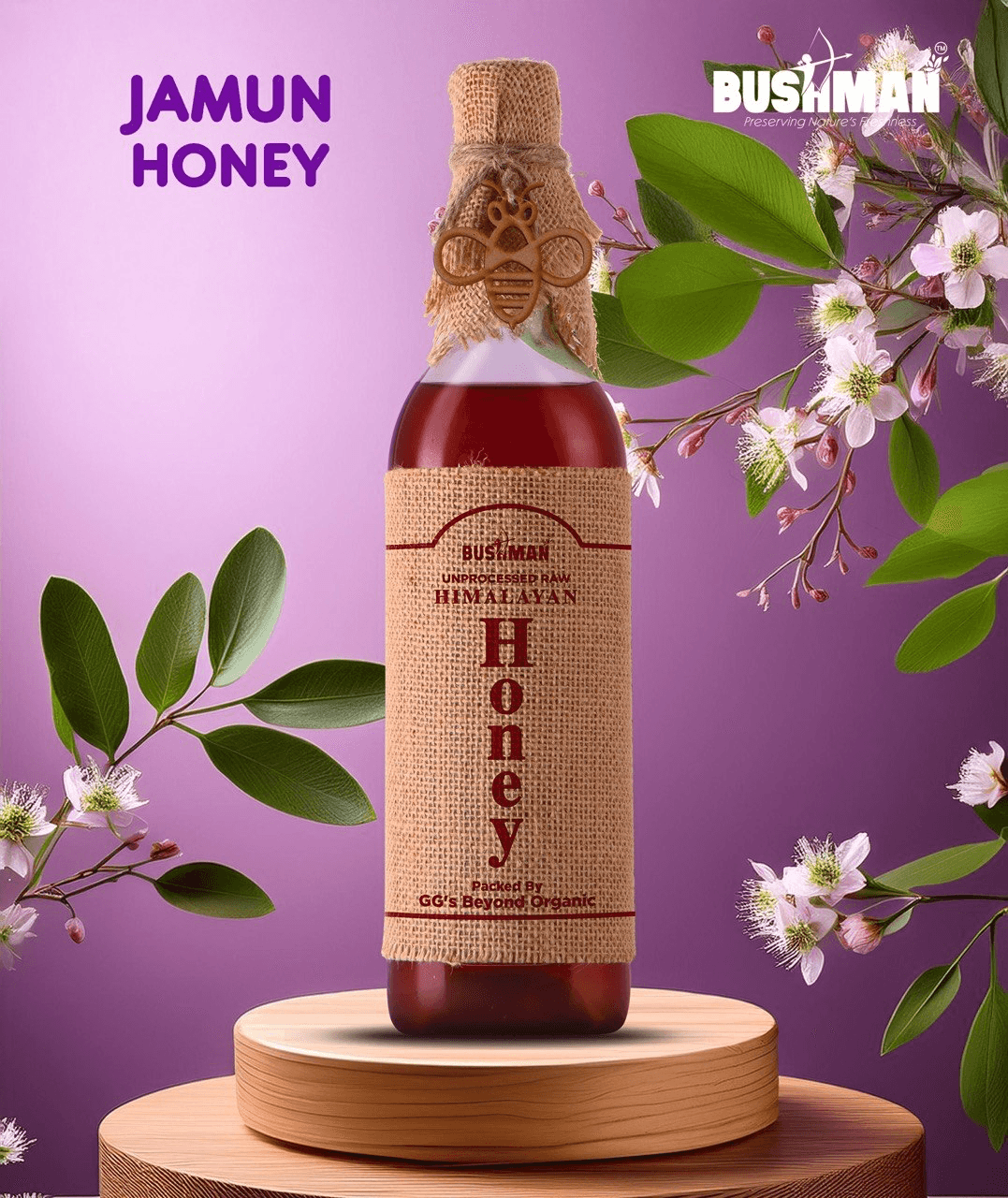 Bushman Jamun Honey 1Kg – Raw & Pure, Natural Honey | No Added Sugar, No Preservatives | Rich Floral Taste for Daily Wellness