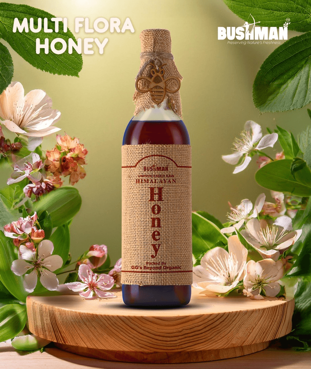 Bushman Multiflora Honey 1Kg – Raw & Pure, Natural Honey | No Added Sugar, No Preservatives | Rich Floral Taste for Daily Wellness