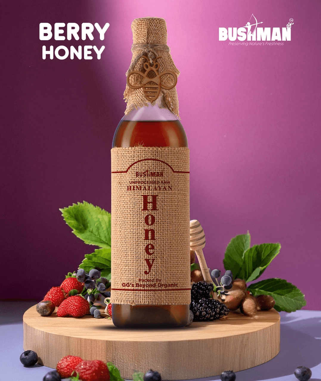 Bushman Berry Honey 1Kg – Raw & Pure, Natural Honey | No Added Sugar, No Preservatives | Rich Floral Taste for Daily Wellness