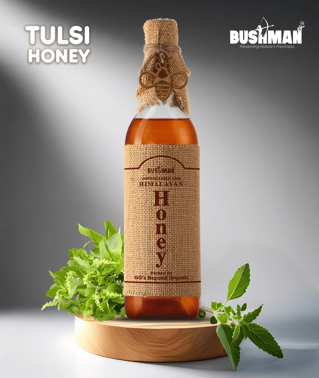 Bushman Tulsi Honey 1Kg – Raw & Pure, Natural Honey | No Added Sugar, No Preservatives | Rich Floral Taste for Daily Wellness